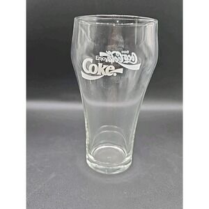 Vintage 1970s Large WHITE LOGO "ENJOY COCA-COLA COKE" Clear  Drinking Glass
